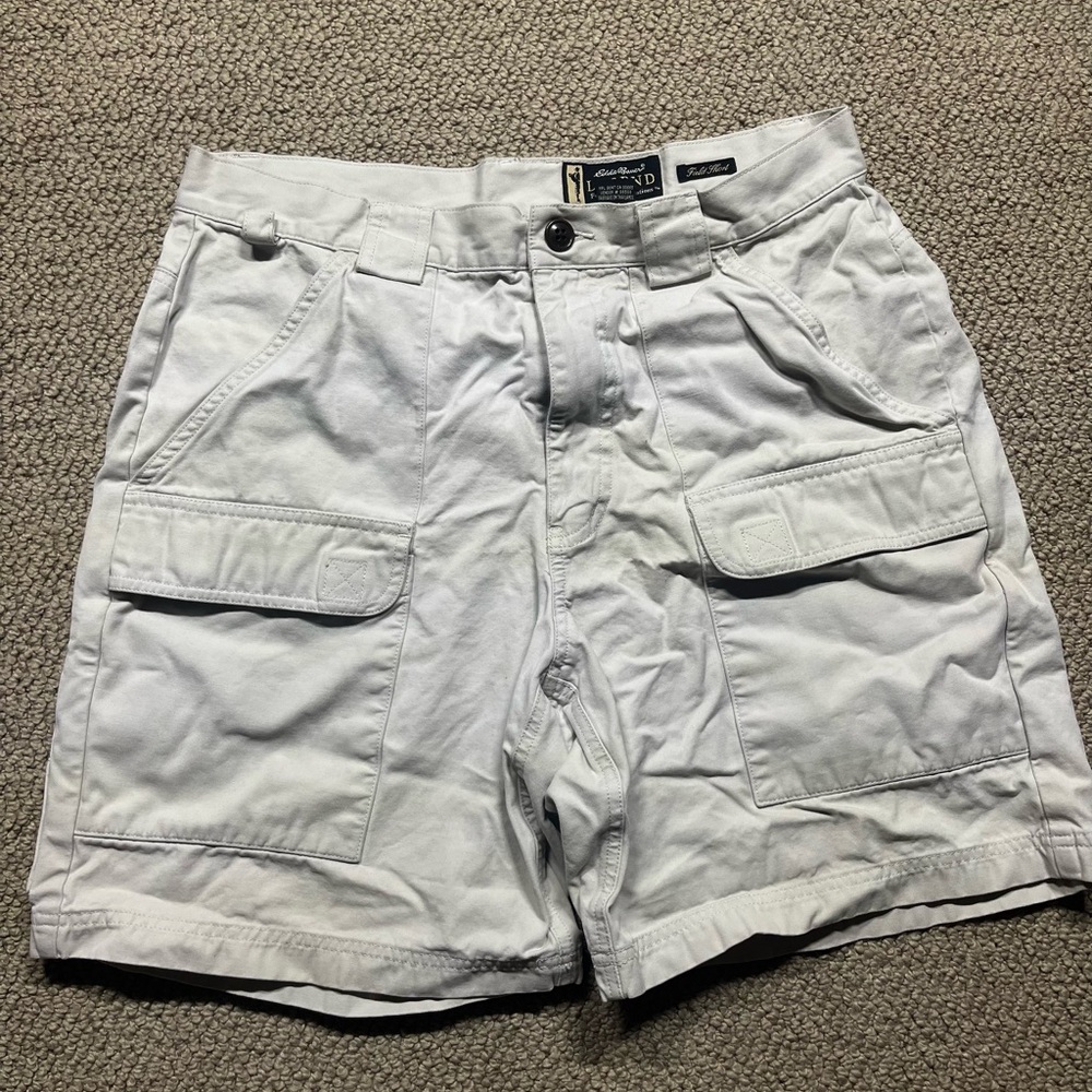 White Cargo Shorts Eddie Bauer L 34